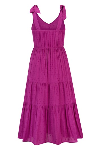 Summer plus size solid color inelastic tie-shoulder smocking waist stylish sweet maxi dress