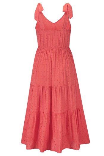 Summer plus size solid color inelastic tie-shoulder smocking waist stylish sweet maxi dress