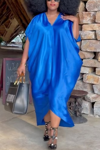 l-4xl plus size summer new stylish simple solid color 5 colors micro elastic loose casual maxi dress