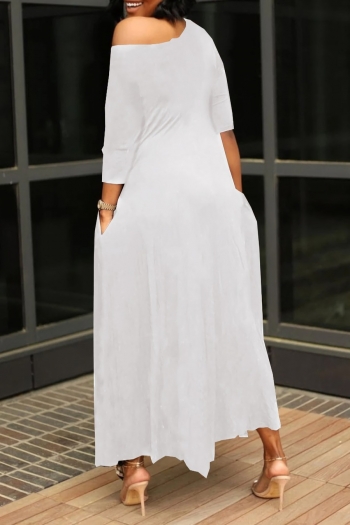 S-2XL plus size summer new 7 colors letter printing stretch pocket loose casual maxi dress