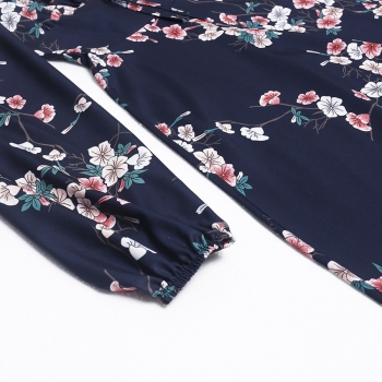 Spring & summer new floral batch printing stretch halter-neck hollow shirring self-tie zip-up slit stylish midi dress