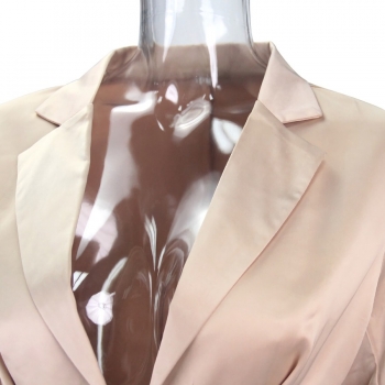 Spring & summer new solid color micro-elastic suit collar zip-up botton irregular slim stylish mini dress