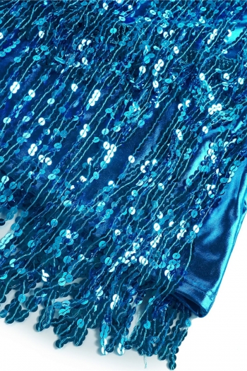 Summer new 10 colors sequin tassel decor micro-elastic v-neck sexy nightclub dance performance mini dress