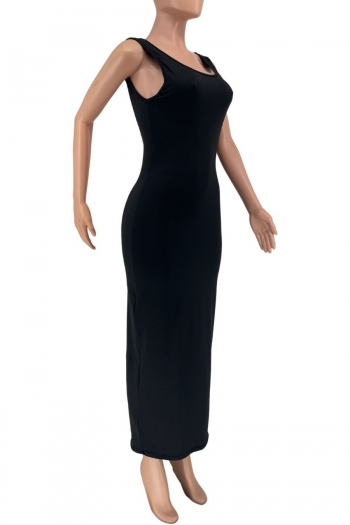 S-2XL plus size summer new stylish solid color stretch sleeveless sling backless slim sexy maxi dress