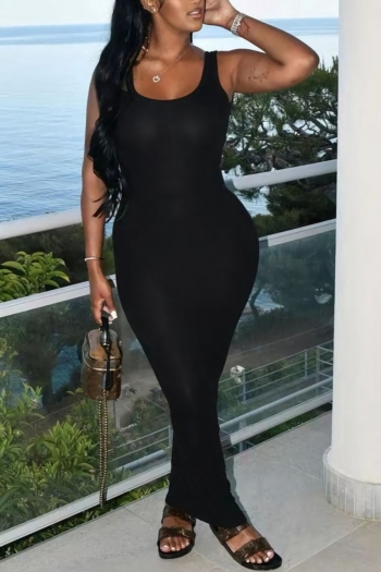 S-2XL plus size summer new stylish solid color stretch sleeveless sling backless slim sexy maxi dress