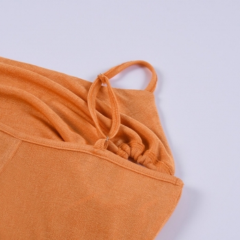 Summer new 2 colors one shoulder shirring slit stretch sexy midi dress