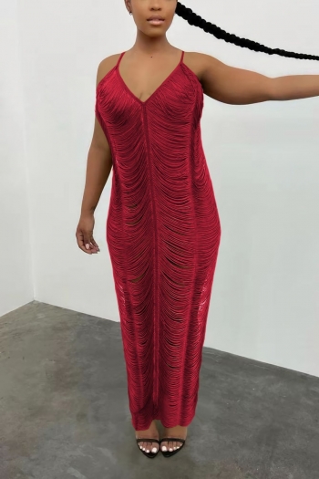 summer new stylish 8-colors sling solid color slight stretch plus size hollow sexy maxi dress