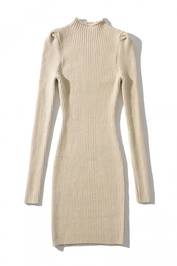 autumn new stylish simple solid color ribbed knit slight stretch slim knitted high quality sexy mini dress