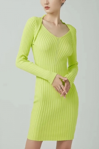 autumn new 4 colors slight stretch v-neck long sleeve sexy stylish bodycon knitted mini dress