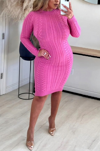 autumn & winter new three colors stretch knitted backless crew neck slim sexy midi dress