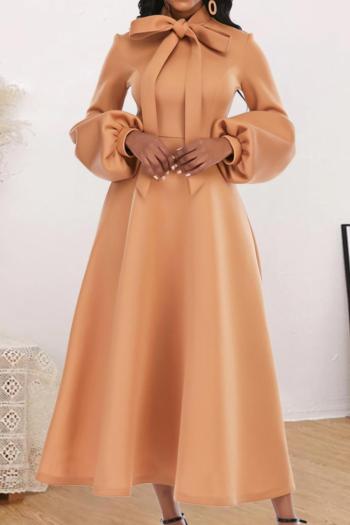 s-4xl plus size slight stretch bow tie zip-up 5 colors casual midi dress