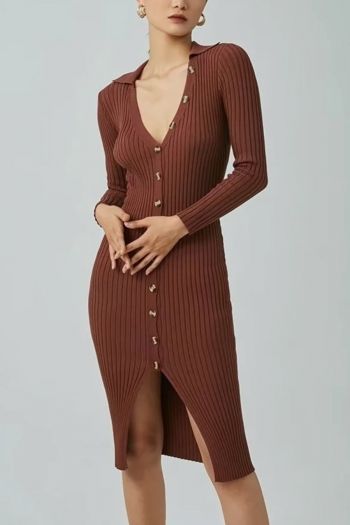 slight stretch 4-colors single-breasted knit slim sexy midi dress(with vest)