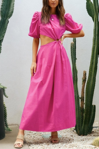 non-stretch hollow backless zip-up single breasted sexy maxi dress