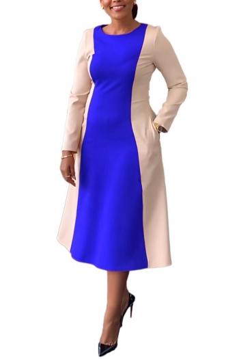new 3 colors stretch contrast color pocket stylish casual midi dress