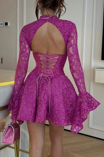 sexy slight stretch lace backless tutu mini dress