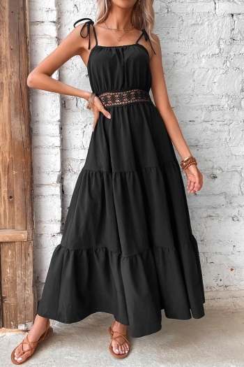 stylish solid color non-stretch cutout sling backless zip-up maxi dress
