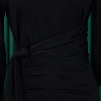 Sexy plus size slight stretch zip-up slit pleated waist midi dress