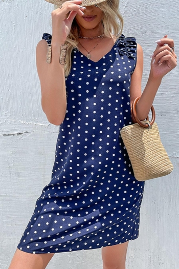 casual non-stretch polka dot printing loose stringy selvedge stylish mini dress