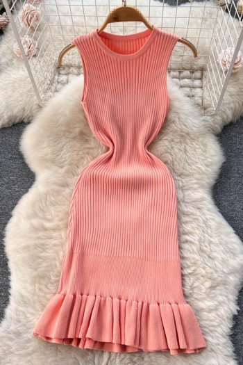 sexy stretch 6 colors ribbed knit sleeveless mini dress