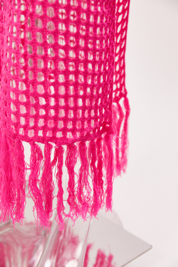 Sexy slight stretch crochet hollow orange tassel high slit cover-ups (without panties)