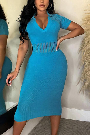 plus size sexy stretch 5 colors v-neck cutout midi dress