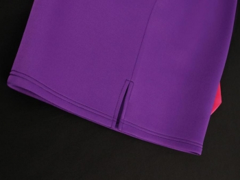 Sexy plus size slight stretch contrast color bow zip-up slit slim midi dress