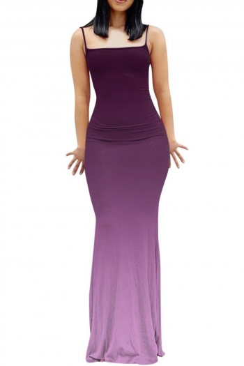 sexy s-5xl plus size 4 colors stretch gradient sling backless slim maxi dress