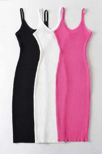 sexy slight stretch solid color sling knit slim midi dress size run small