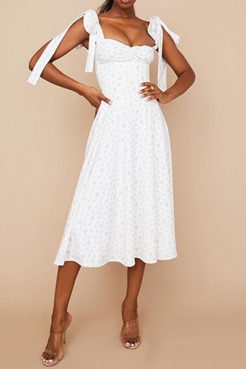 stylish plus size non-stretch floral batch printing sling slit midi dress