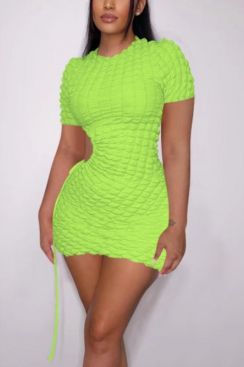 sexy slight stretch 4 colors solid color hollow mini dress