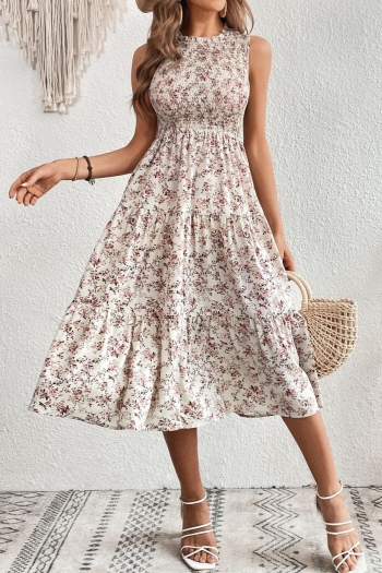 stylish plus size slight stretch shirring floral batch printing midi dress