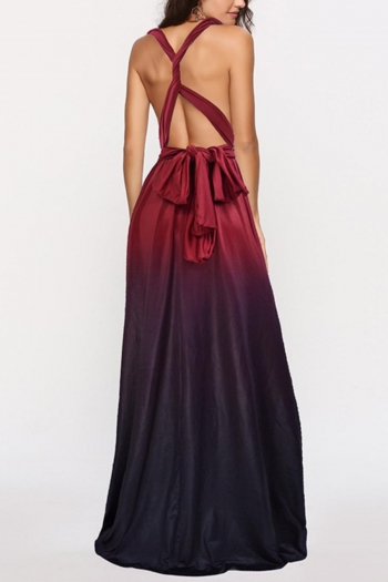 sexy stretch gradient multi-wear sling backless lace-up maxi dress #1