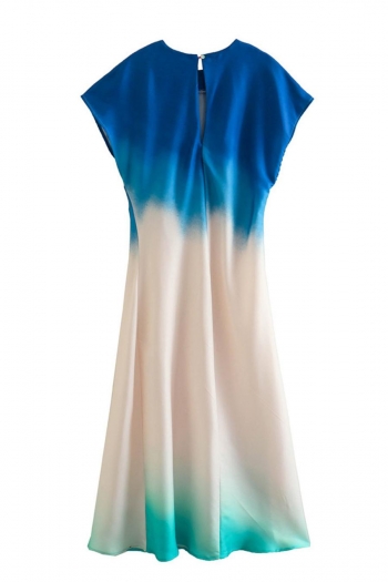 Stylish 5 colors gradient non-stretch satin button midi dress