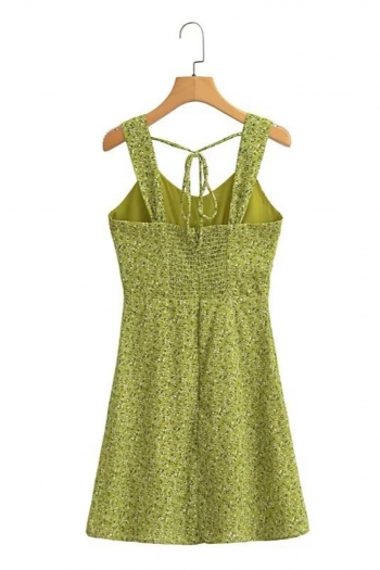 Stylish non-stretch floral printing single-breasted zip-up lined mini dress