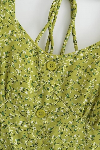 Stylish non-stretch floral printing single-breasted zip-up lined mini dress