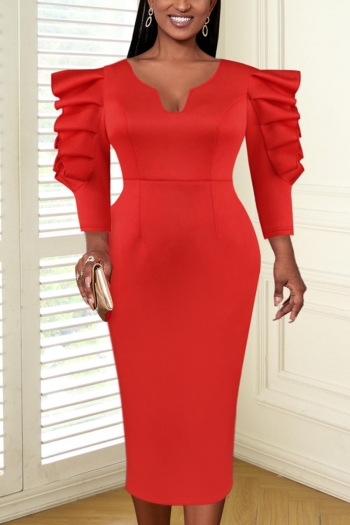 sexy plus size slight stretch solid color hollow midi dress