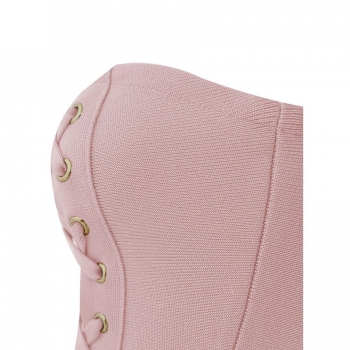 Sexy slight stretch slim eyelet lace-up mini dress