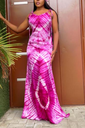 Stylish plus size slight stretch sling printing maxi dress(with headscarf)
