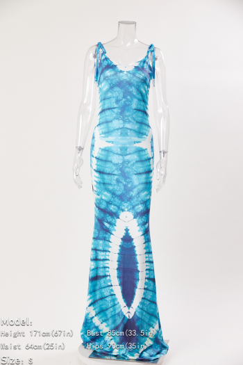 Stylish plus size slight stretch sling printing maxi dress(with headscarf)