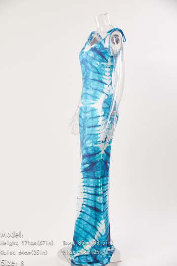 Stylish plus size slight stretch sling printing maxi dress(with headscarf)