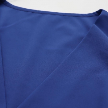 Casual non-stretch v-neck contrast color waist maxi a-line dress