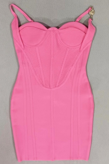 Sexy high stretch metal decor sling with boned padded mini dress
