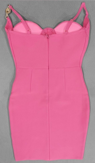 Sexy high stretch metal decor sling with boned padded mini dress