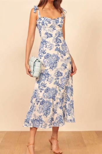 stylish slight stretch printing shirring zip-up lined midi dress size run small