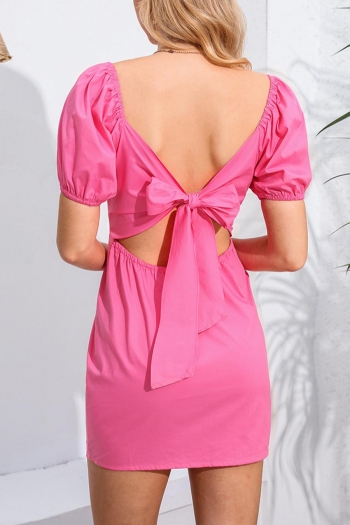 sexy non-stretch solid color square neck slim mini dress