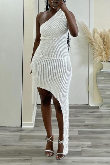 sexy plus-size slight stretch one shoulder maxi dress