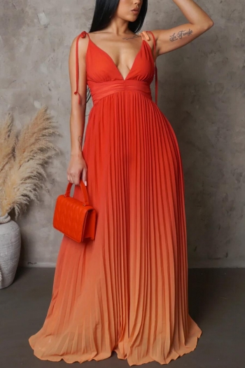 sexy plus size slight stretch gradient color lace-up sling maxi dress