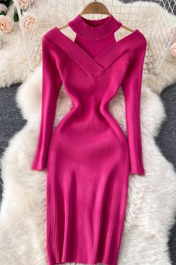 sexy high stretch solid color slim 5-colors knitted mini dress