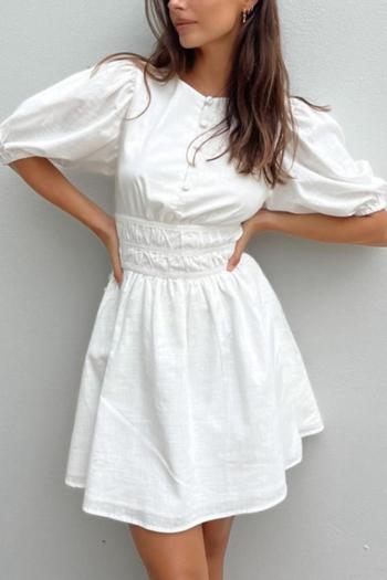 casual non-stretch pure cotton elbow sleeve mini dress