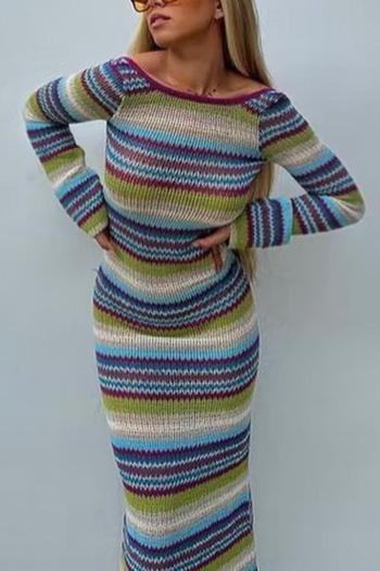 sexy slight stretch striped backless knit slim midi dress size run small